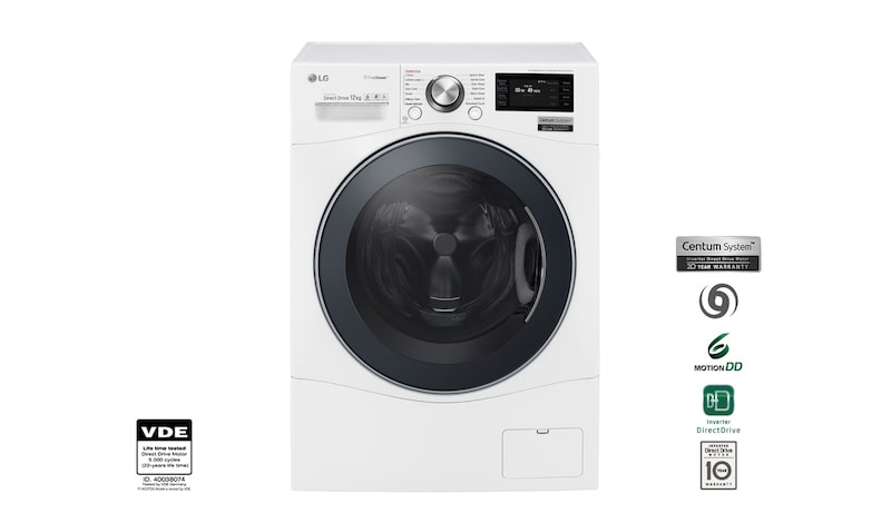 LG 12 kg Tvättmaskin(Vit) - True Steam™, Energiklass A, TurboWash™, Smart Diagnosis™ med Wi-Fi, FH6F9BDS2