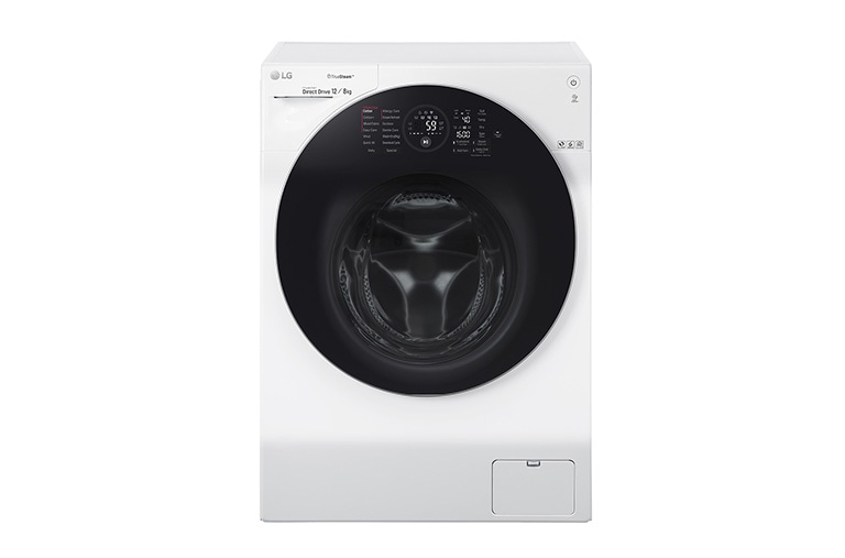 Vy framifrån av 1-12 kg / 1-8 kg True Steam™  &amp; 6 Motion Direct Drive Kombinerad tvätt/tork, Wi-Fi FH6G1BCH2N
