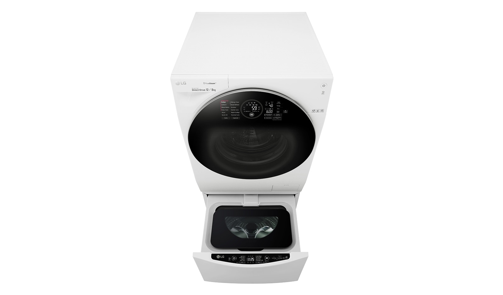 LG 1-12 kg / 1-8 kg LG TWINWash™ med True Steam™  & 6 Motion Direct Drive. Kombinerad tvätt/tork med Wi-Fi och Miniwash, FH6G1BCH2NW