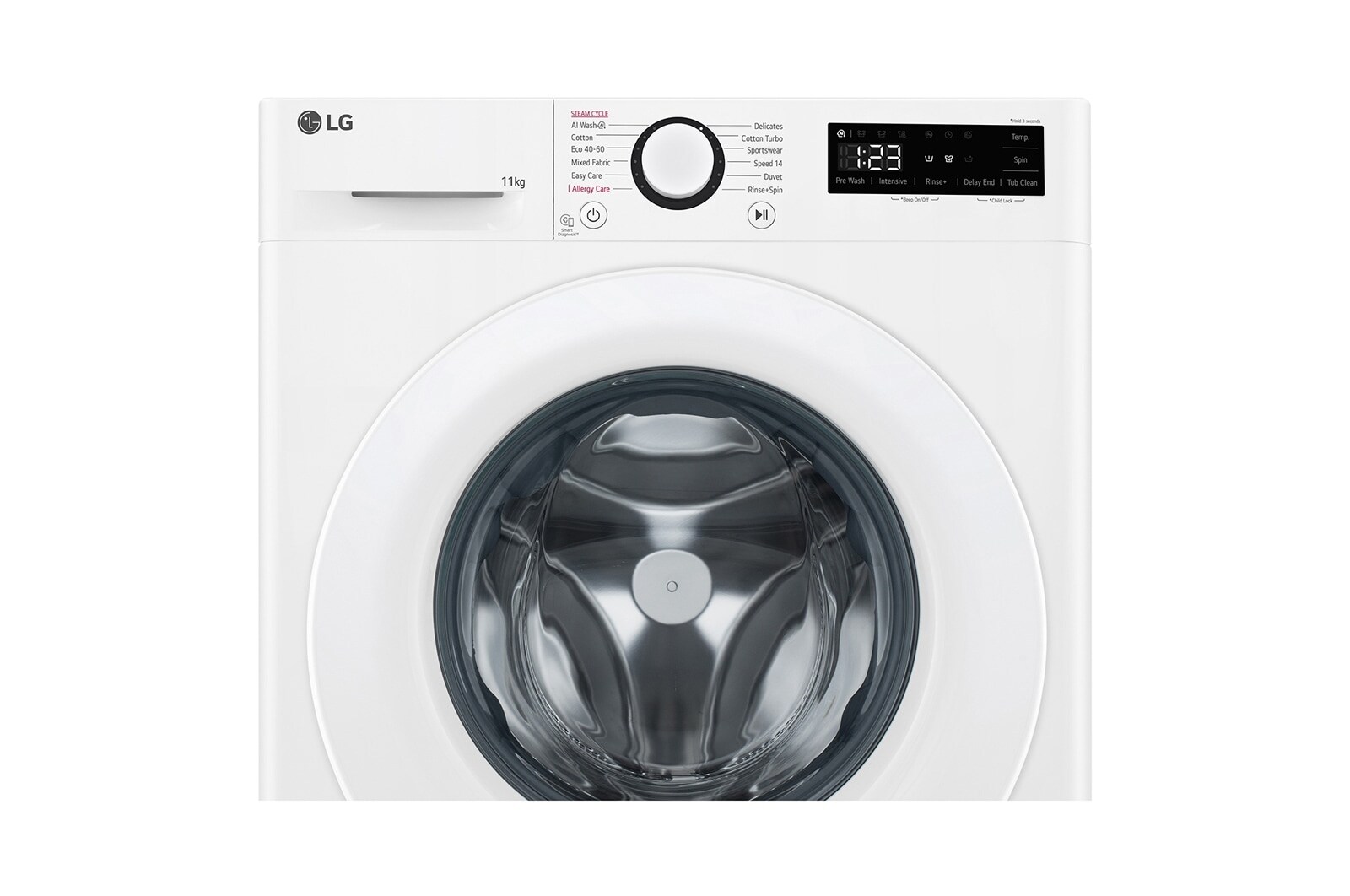 LG 11 kg Tvättmaskin(Vit) - Steam, Energiklass A, AI DD™, Smart Diagnosis™ , FV34JNS0A1