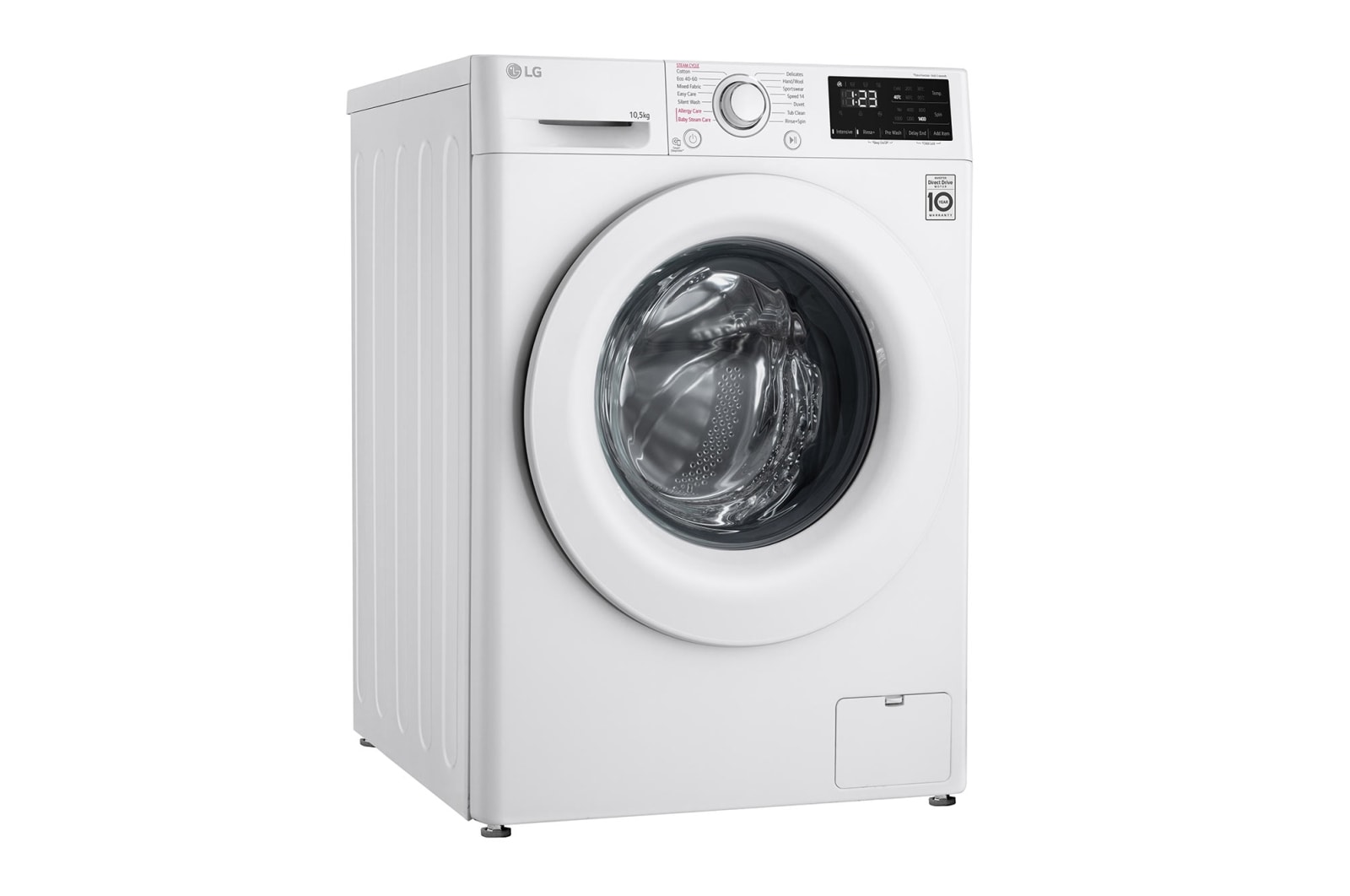 LG 10.5 kg Tvättmaskin(Vit) - Steam, Energiklass A, AI DD™, Smart Diagnosis™, FV34JNS0A