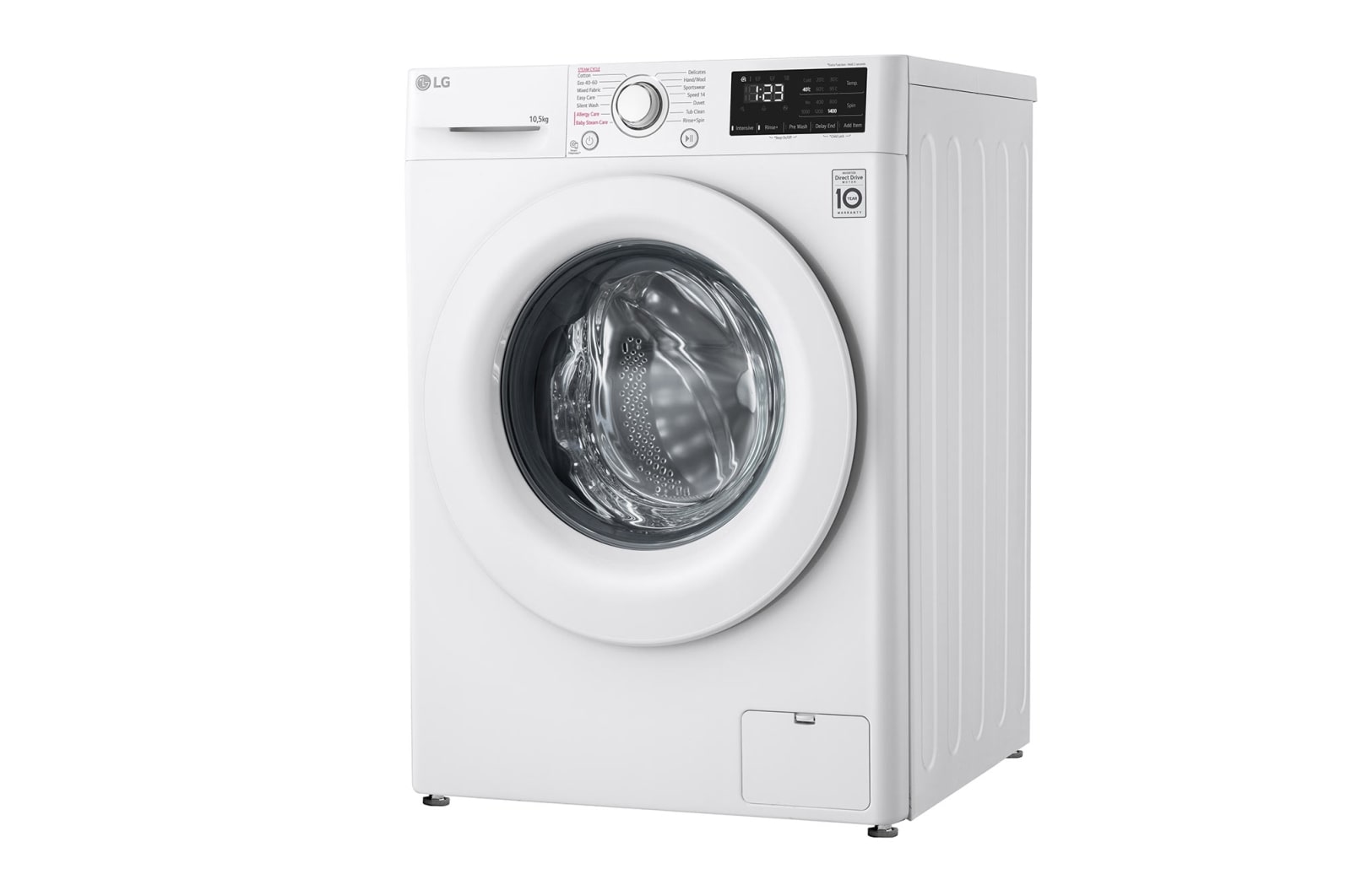 LG 10.5 kg Tvättmaskin(Vit) - Steam, Energiklass A, AI DD™, Smart Diagnosis™, FV34JNS0A