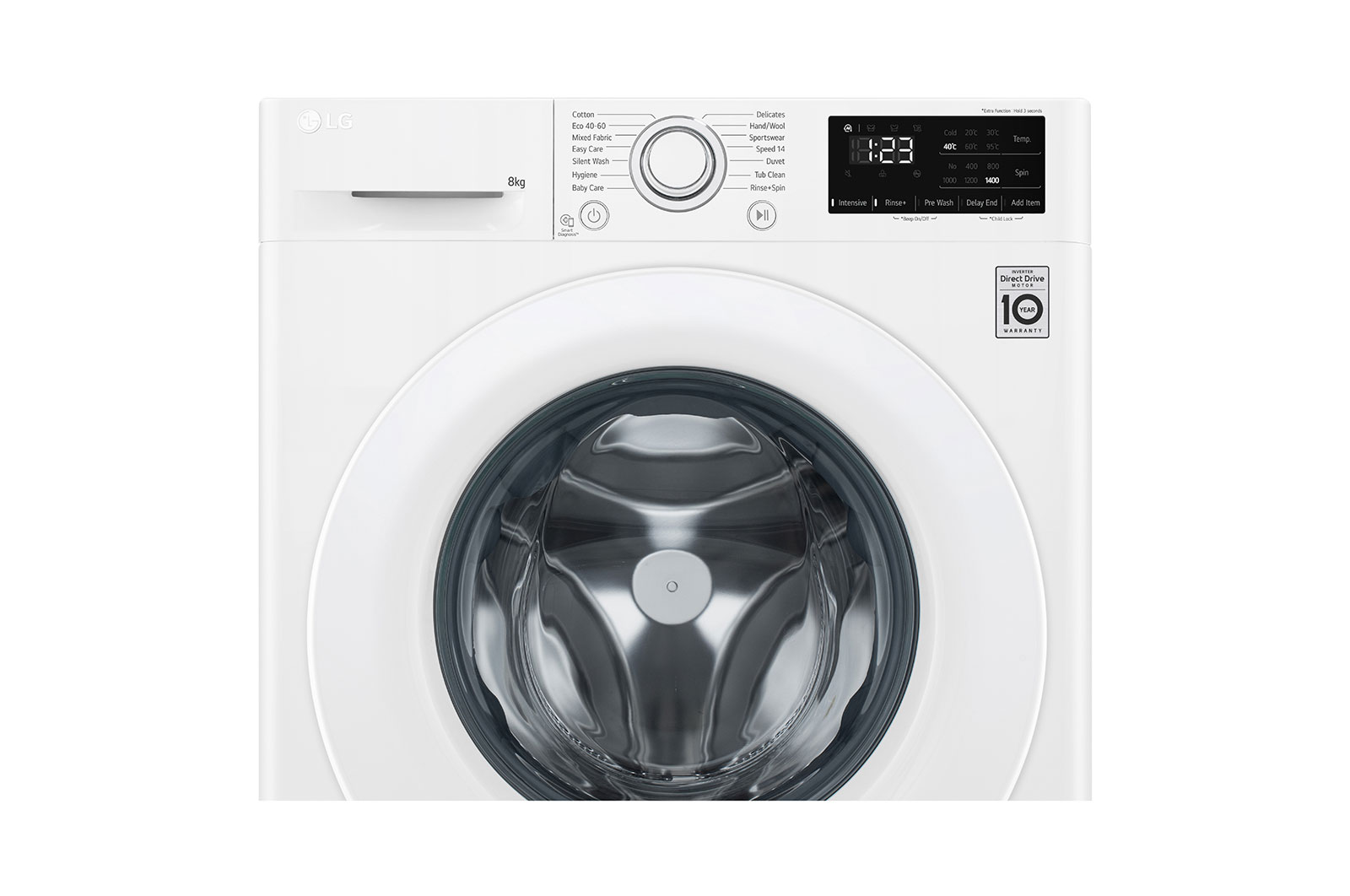 LG 8 kg Tvättmaskin(Vit) - Energiklass B, AI DD™, Smart Diagnosis™, FV34TN00E
