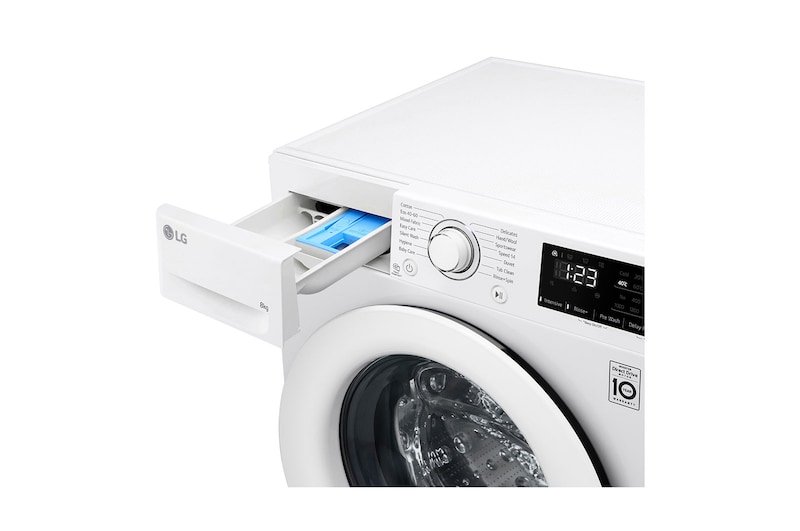 LG 8 kg Tvättmaskin(Vit) - Energiklass B, AI DD™, Smart Diagnosis™, FV34TN00E