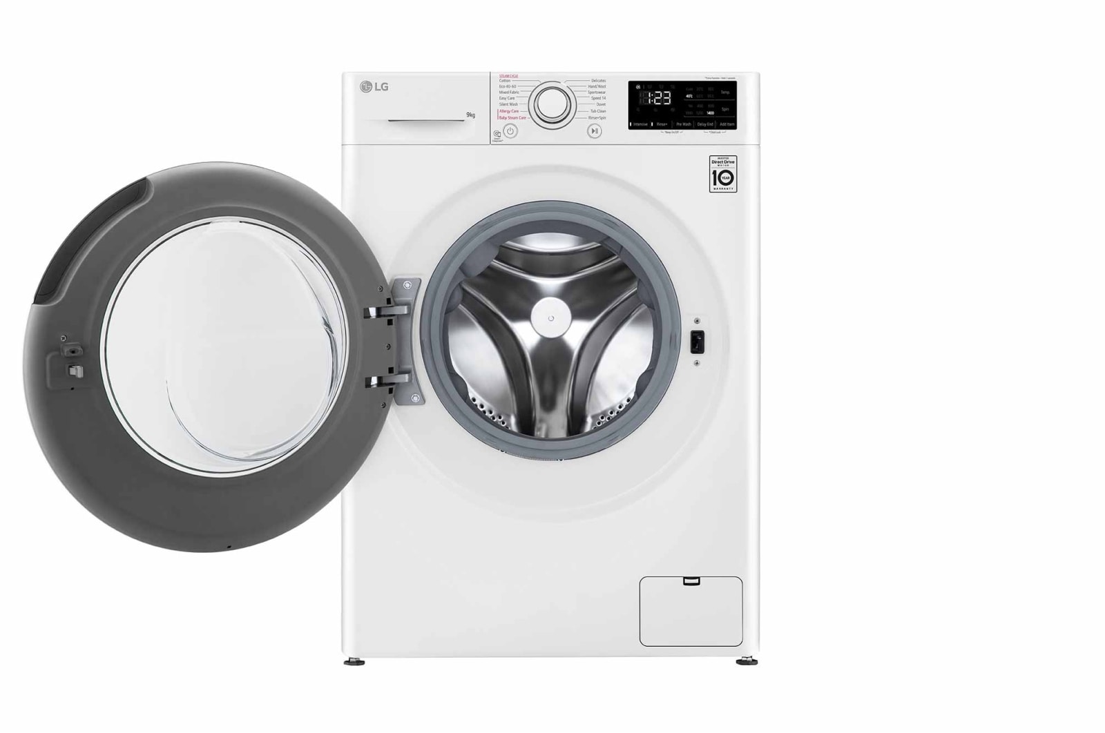 LG 9 kg Tvättmaskin(Vit) - Steam, Energiklass A, AI DD™, Smart Diagnosis™, FV34VNS0A