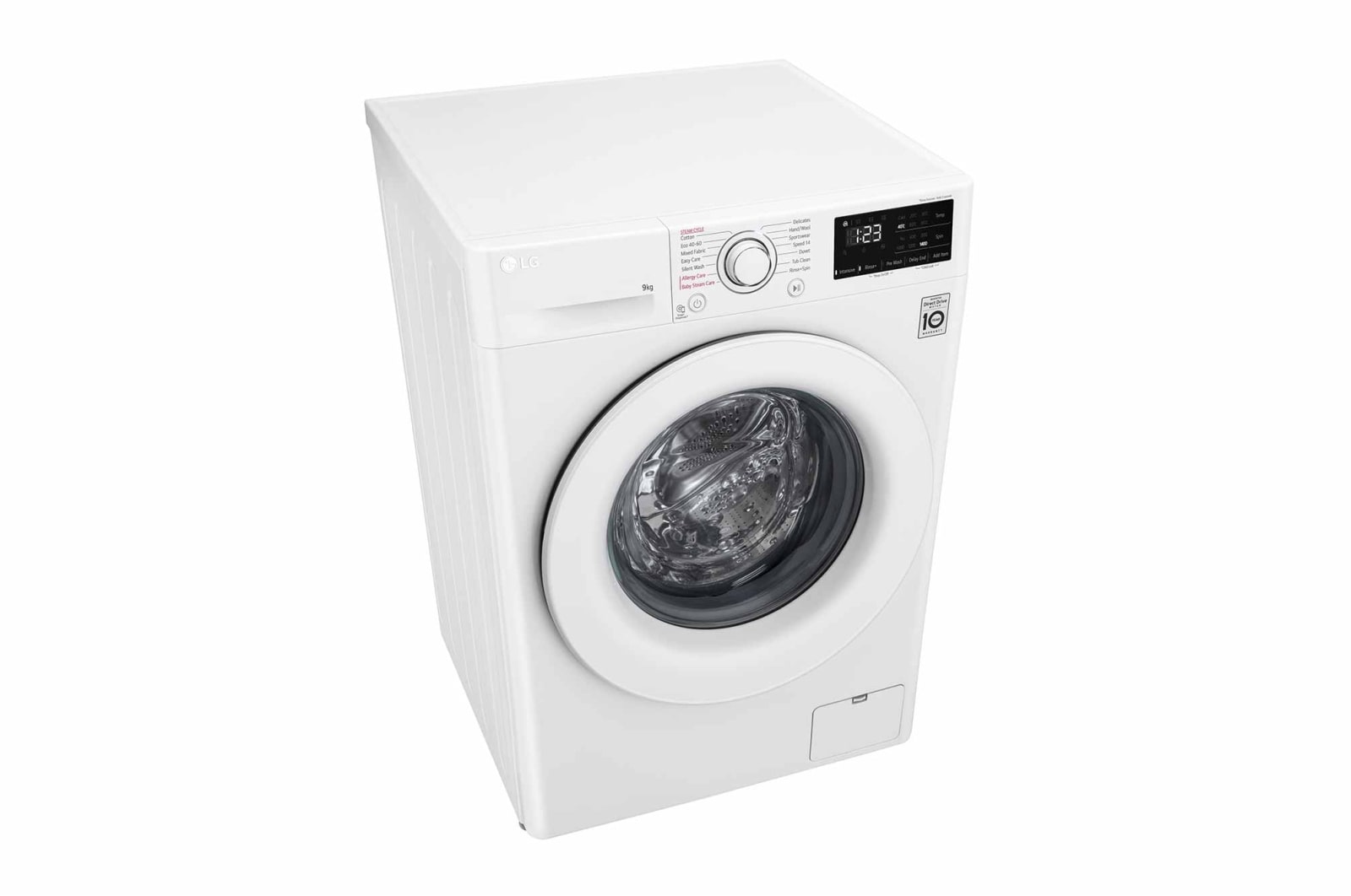 LG 9 kg Tvättmaskin(Vit) - Steam, Energiklass A, AI DD™, Smart Diagnosis™, FV34VNS0A
