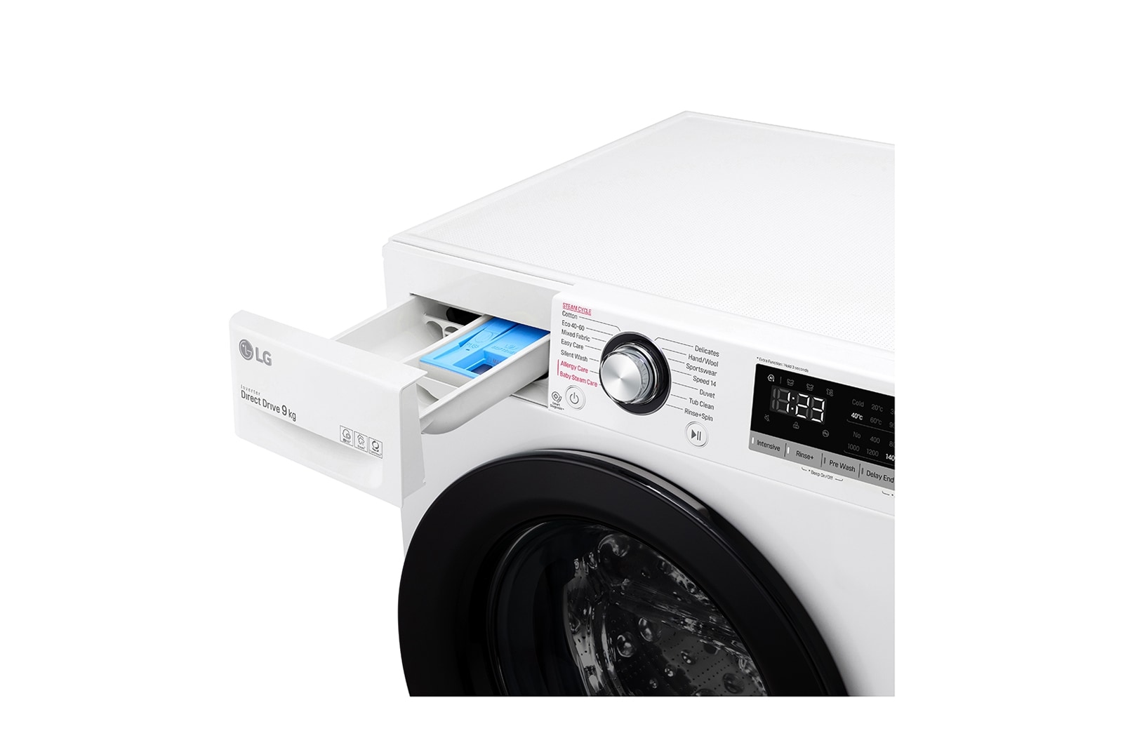 LG 9 kg Tvättmaskin(Vit) - Steam, Energiklass B, AI DD™, Smart Diagnosis™, FV50VNS3E