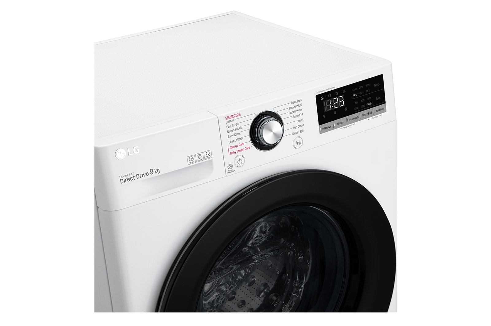 LG 9 kg Tvättmaskin(Vit) - Steam, Energiklass B, AI DD™, Smart Diagnosis™, FV50VNS3E