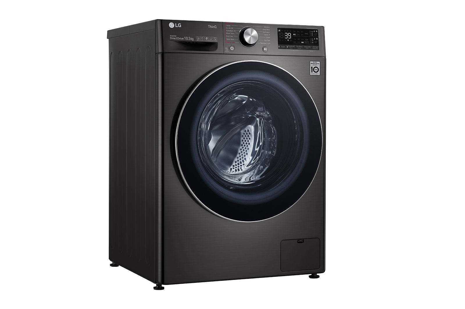 LG 10.5 kg Tvättmaskin(Svart) - Auto Dose, Steam, Energiklass A, TurboWash360™, AI DD™, Smart Diagnosis™ med Wi-Fi, FV74JNS2QA