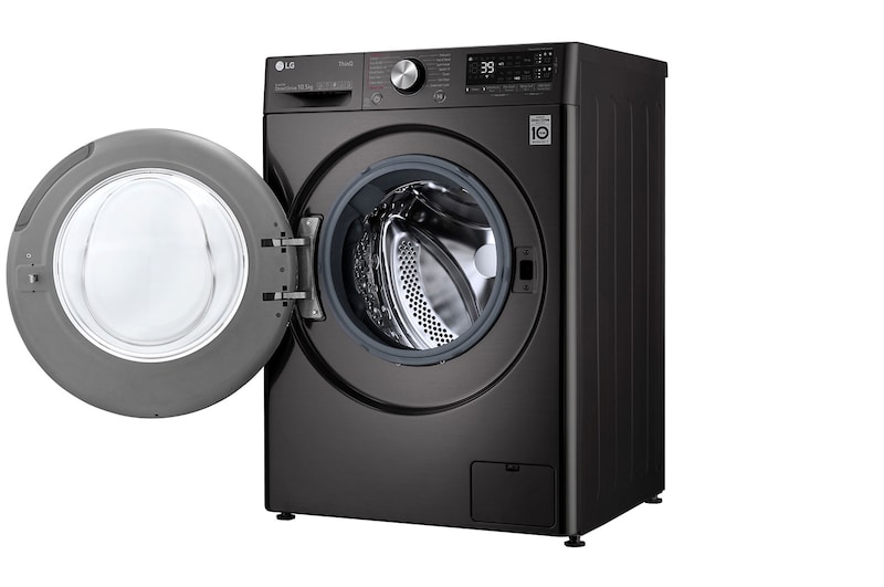 LG 10.5 kg Tvättmaskin(Svart) - Auto Dose, Steam, Energiklass A, TurboWash360™, AI DD™, Smart Diagnosis™ med Wi-Fi, FV74JNS2QA