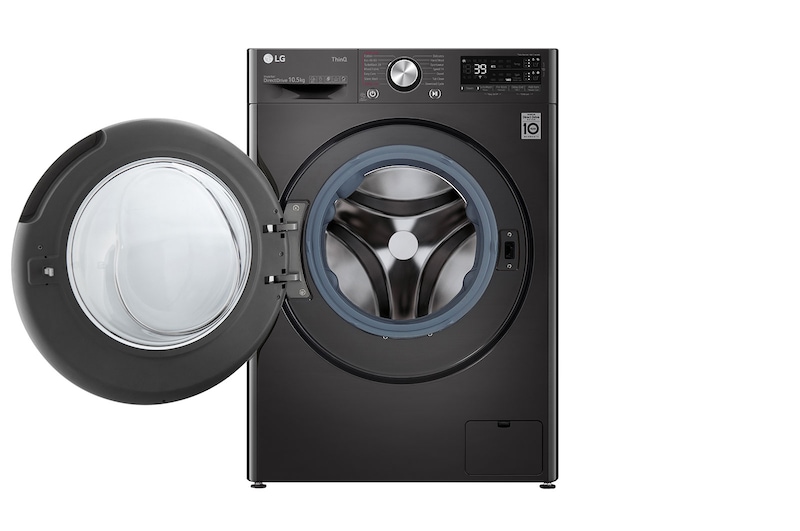 LG 10.5 kg Tvättmaskin(Svart) - Auto Dose, Steam, Energiklass A, TurboWash360™, AI DD™, Smart Diagnosis™ med Wi-Fi, FV74JNS2QA
