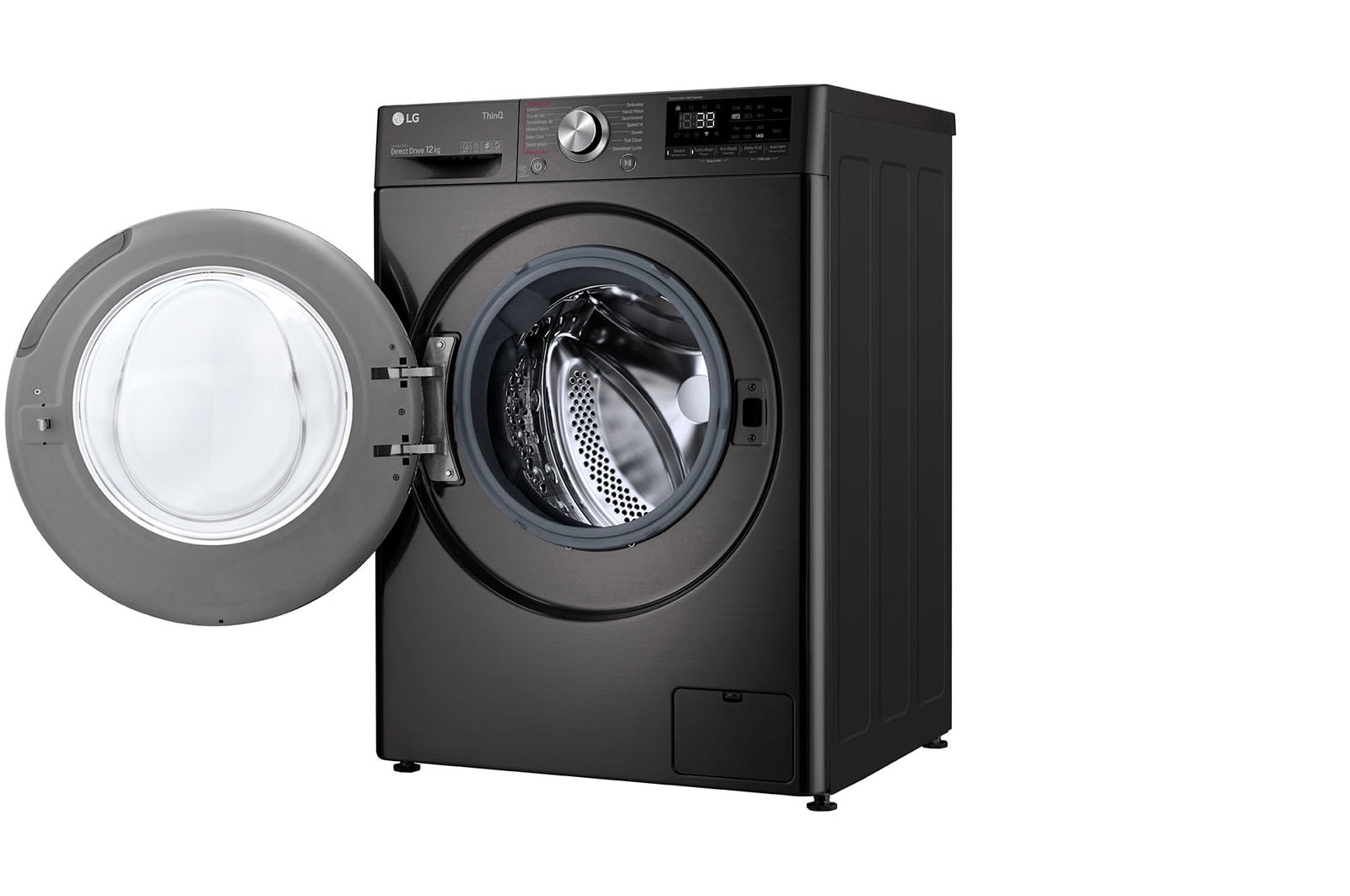 LG 12 kg Tvättmaskin(Svart) - Steam+, Energiklass A, , TurboWash360™, AI DD™, Smart Diagnosis™ med Wi-Fi, FV90BNS2BE
