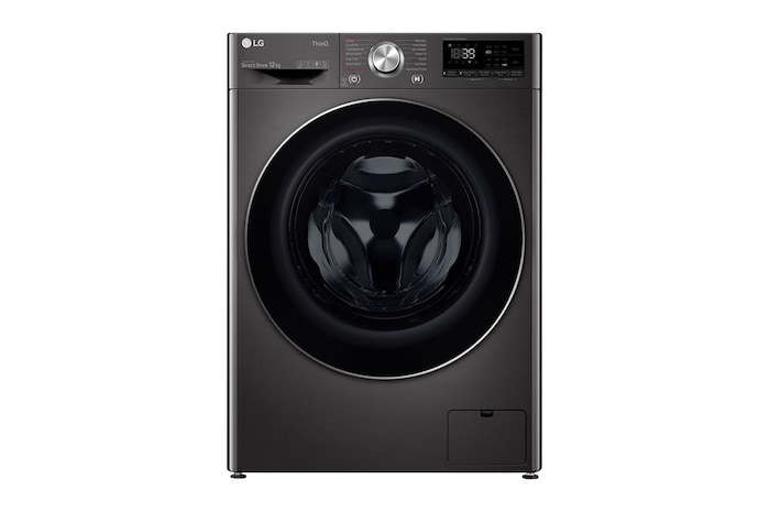 LG 12 kg Tvättmaskin(Svart) - Steam+, Energiklass A, , TurboWash360™, AI DD™, Smart Diagnosis™ med Wi-Fi, FV90BNS2BE