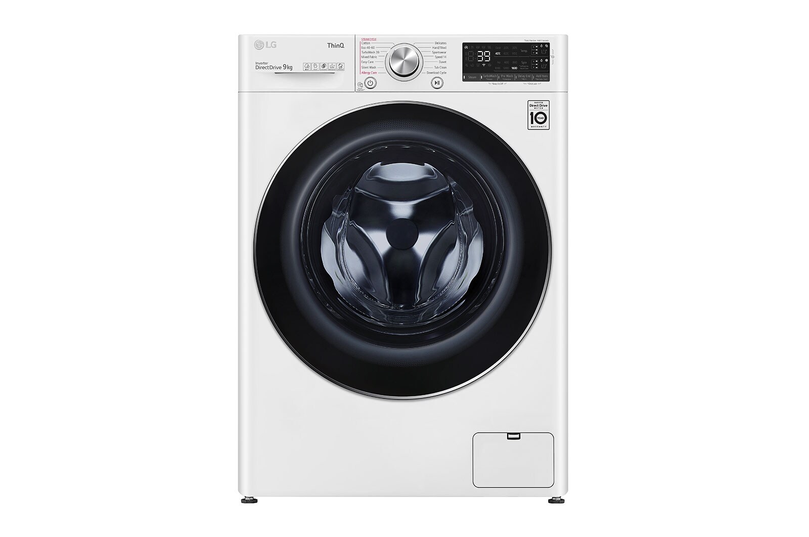 LG 9 kg Tvättmaskin(Vit) - Auto Dose, Steam, Energiklass A, TurboWash360™, AI DD™, Smart Diagnosis™ med Wi-Fi, FV96VNS2QA