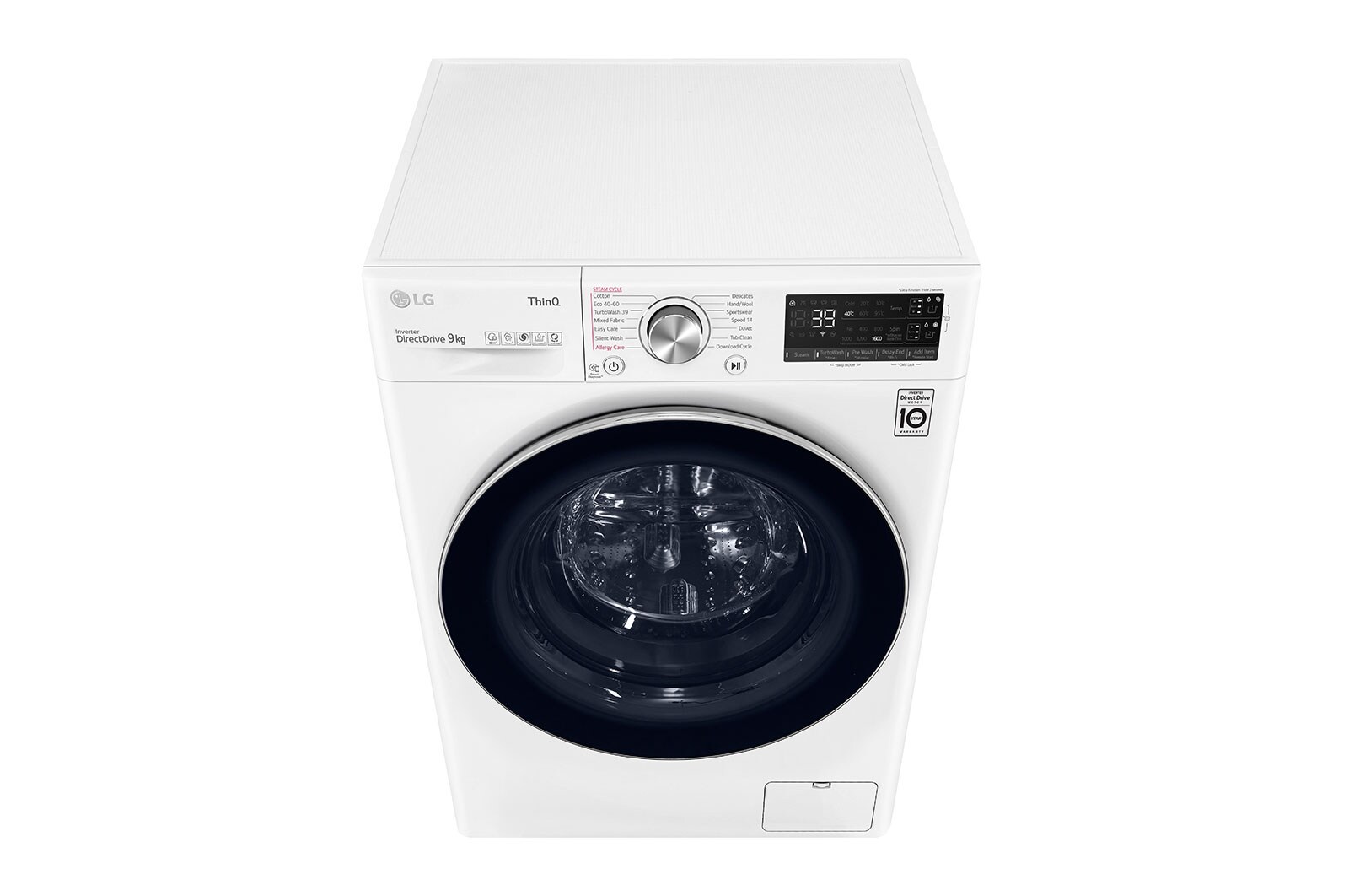 LG 9 kg Tvättmaskin(Vit) - Auto Dose, Steam, Energiklass A, TurboWash360™, AI DD™, Smart Diagnosis™ med Wi-Fi, FV96VNS2QA