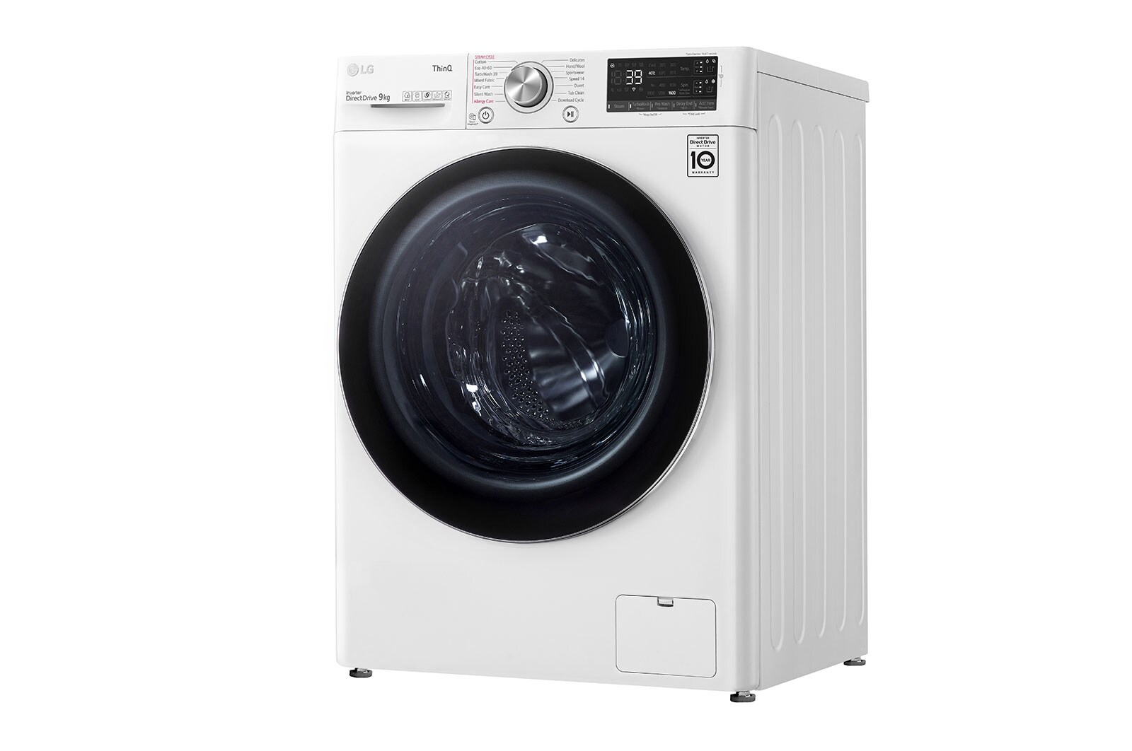 LG 9 kg Tvättmaskin(Vit) - Auto Dose, Steam, Energiklass A, TurboWash360™, AI DD™, Smart Diagnosis™ med Wi-Fi, FV96VNS2QA