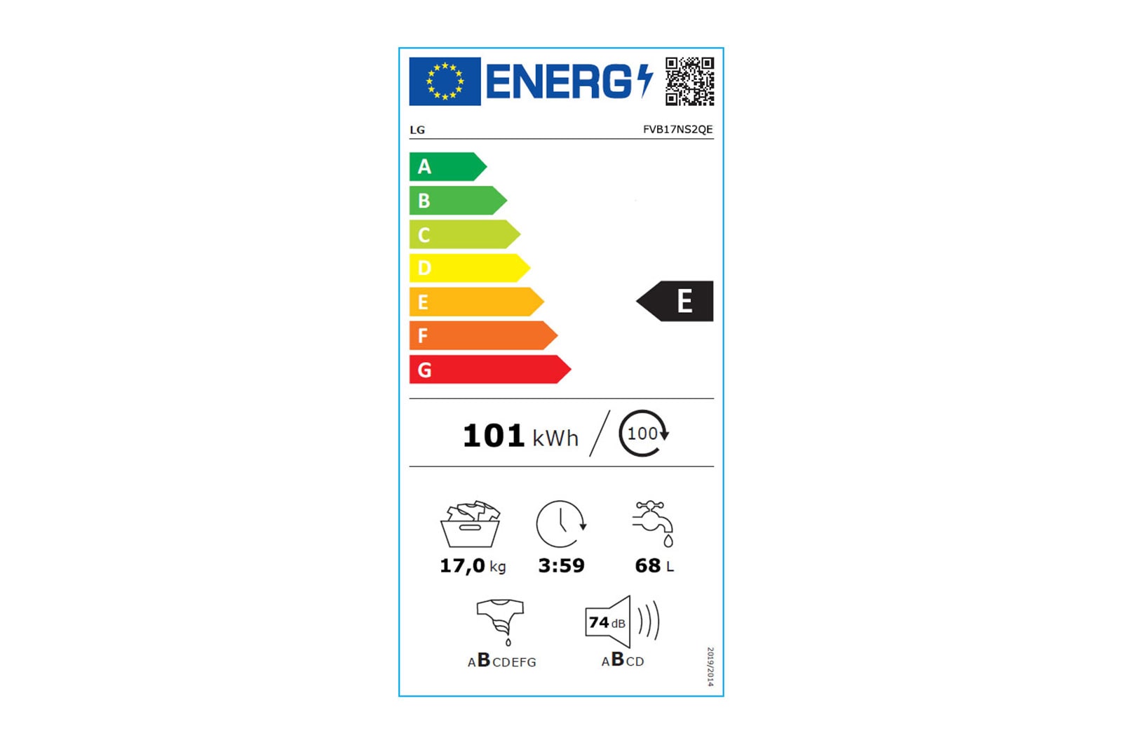 LG 17 kg Tvättmaskin(Vit) - Steam, Energiklass E, TurboWash™, Smart Diagnosis™ med Wi-Fi, FVB17NS2QE