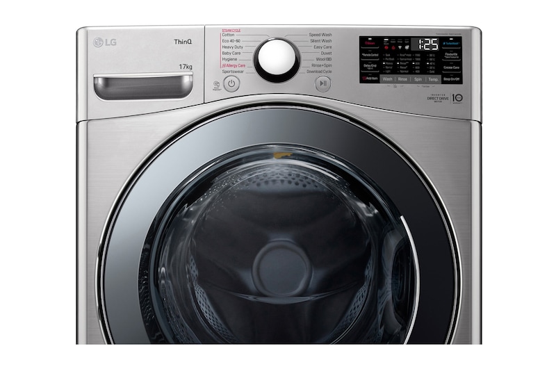 LG 17 kg Tvättmaskin(Stainless Silver) - Steam, Energiklass E, TurboWash™, Smart Diagnosis™ med Wi-Fi, FVB17NS2TE