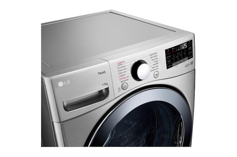 LG 17 kg Tvättmaskin(Stainless Silver) - Steam, Energiklass E, TurboWash™, Smart Diagnosis™ med Wi-Fi, FVB17NS2TE