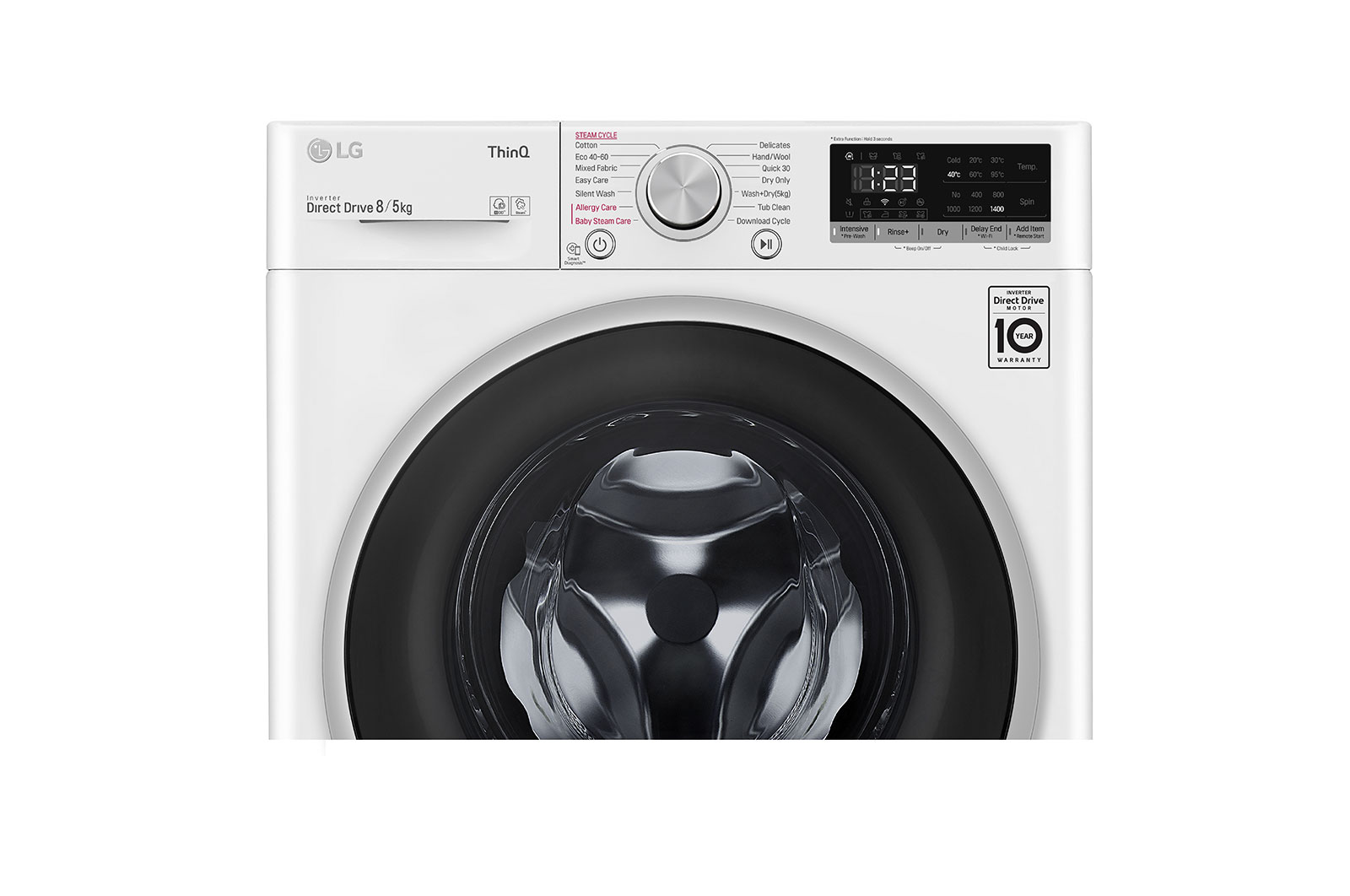 LG 8 kg / 5 kg Tvättmaskin/Torktumlare(Vit) - Steam, Energiklass E, AI DD™, Smart Diagnosis™ med Wi-Fi, K4DV508S1W
