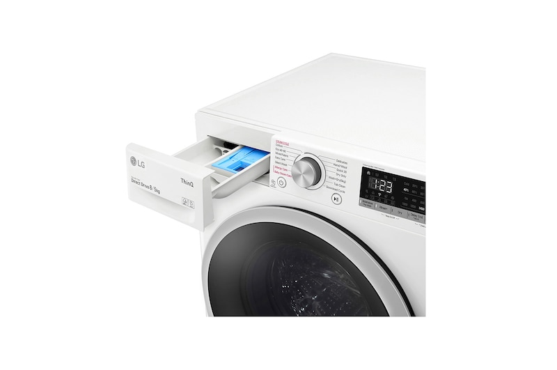 LG 8 kg / 5 kg Tvättmaskin/Torktumlare(Vit) - Steam, Energiklass E, AI DD™, Smart Diagnosis™ med Wi-Fi, K4DV508S1W