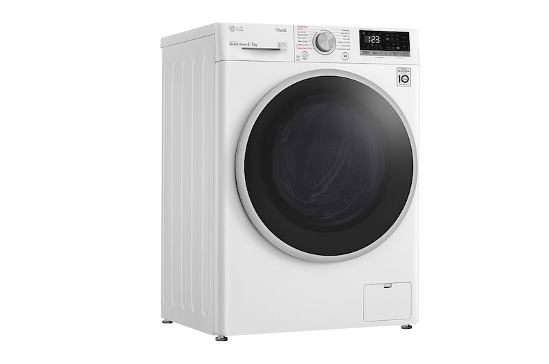 LG 8 kg / 5 kg Tvättmaskin/Torktumlare(Vit) - Steam, Energiklass E, AI DD™, Smart Diagnosis™ med Wi-Fi, K4DV508S1W