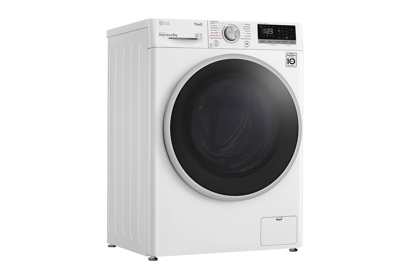 LG 8 kg Tvättmaskin(Vit) - Steam, Energiklass D, AI DD™, Smart Diagnosis™ med Wi-Fi, K4WV408S1W