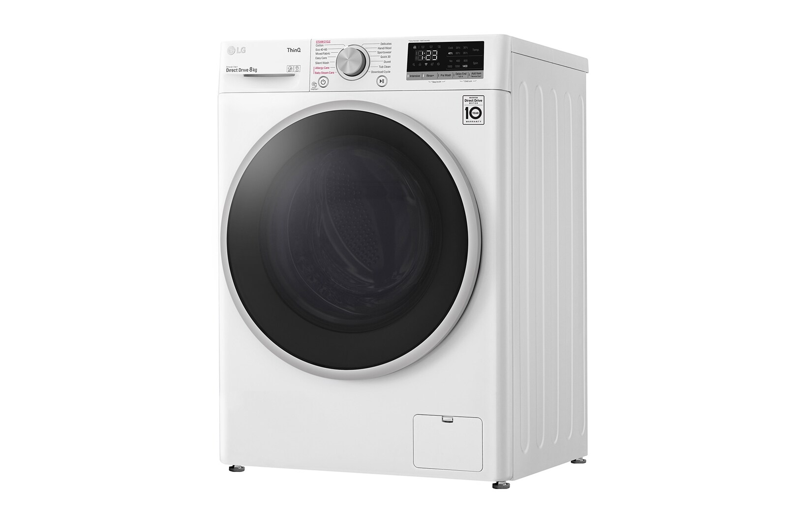 LG 8 kg Tvättmaskin(Vit) - Steam, Energiklass D, AI DD™, Smart Diagnosis™ med Wi-Fi, K4WV408S1W