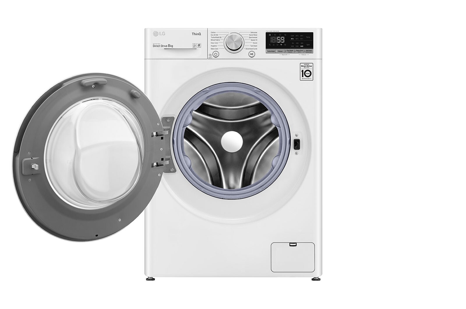 LG 8 kg Tvättmaskin(Vit) - Energiklass D, TurboWash™, AI DD™, Smart Diagnosis™ med Wi-Fi, K4WV508N1W