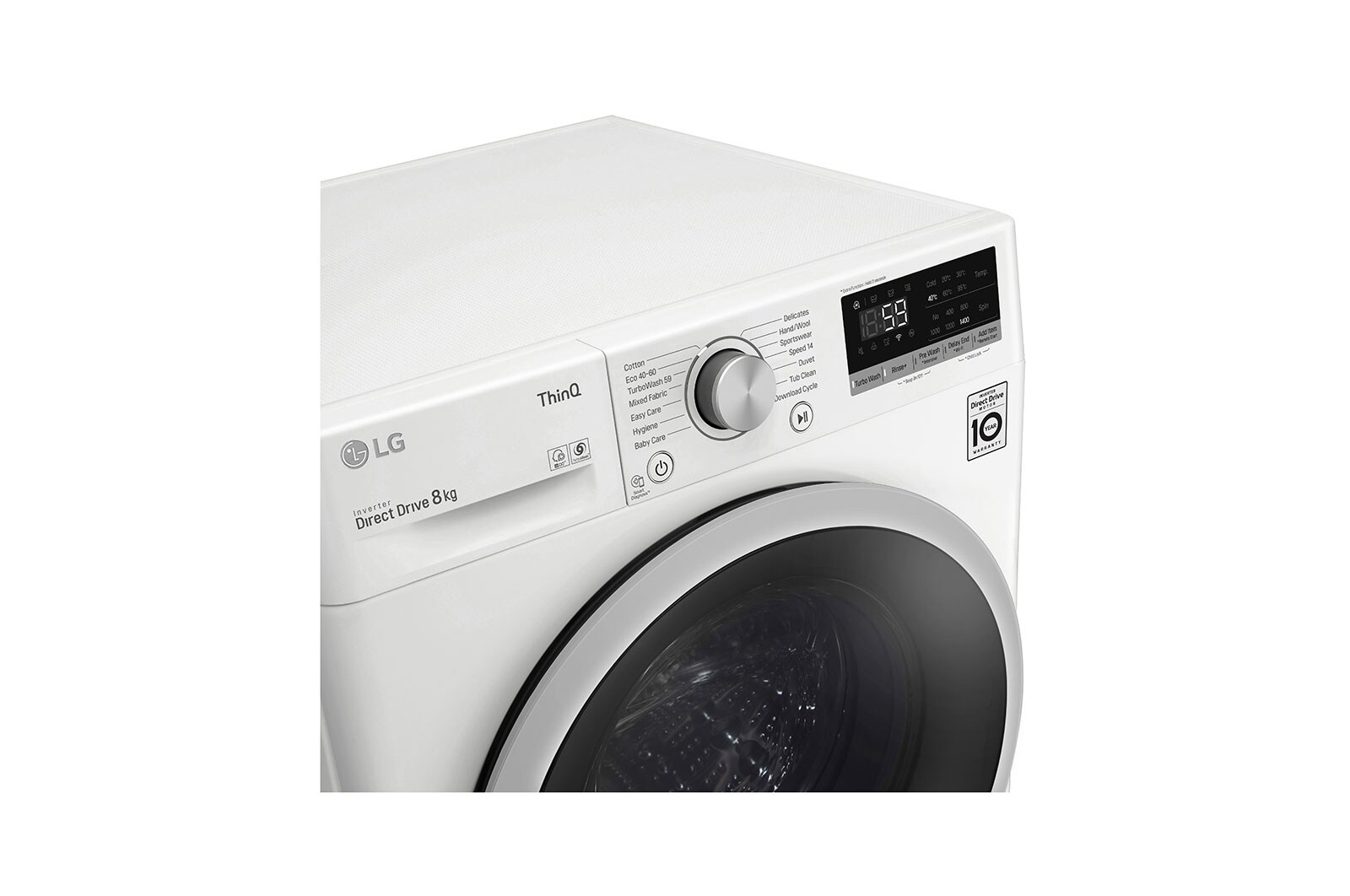 LG 8 kg Tvättmaskin(Vit) - Energiklass D, TurboWash™, AI DD™, Smart Diagnosis™ med Wi-Fi, K4WV508N1W
