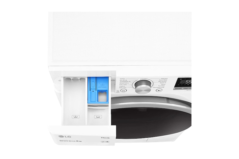 LG 8 kg Tvättmaskin(Vit) - Energiklass D, TurboWash™, AI DD™, Smart Diagnosis™ med Wi-Fi, K4WV508N1W