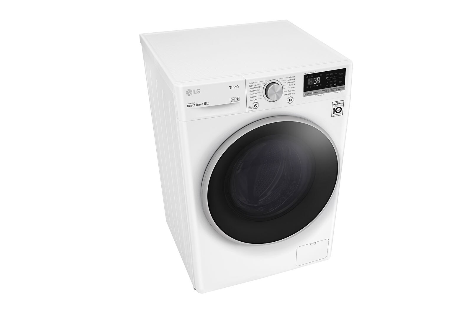 LG 8 kg Tvättmaskin(Vit) - Energiklass D, TurboWash™, AI DD™, Smart Diagnosis™ med Wi-Fi, K4WV508N1W