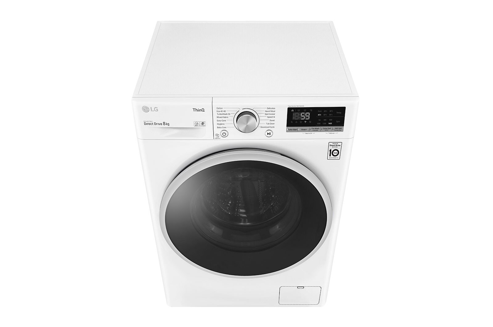 LG 8 kg Tvättmaskin(Vit) - Energiklass D, TurboWash™, AI DD™, Smart Diagnosis™ med Wi-Fi, K4WV508N1W
