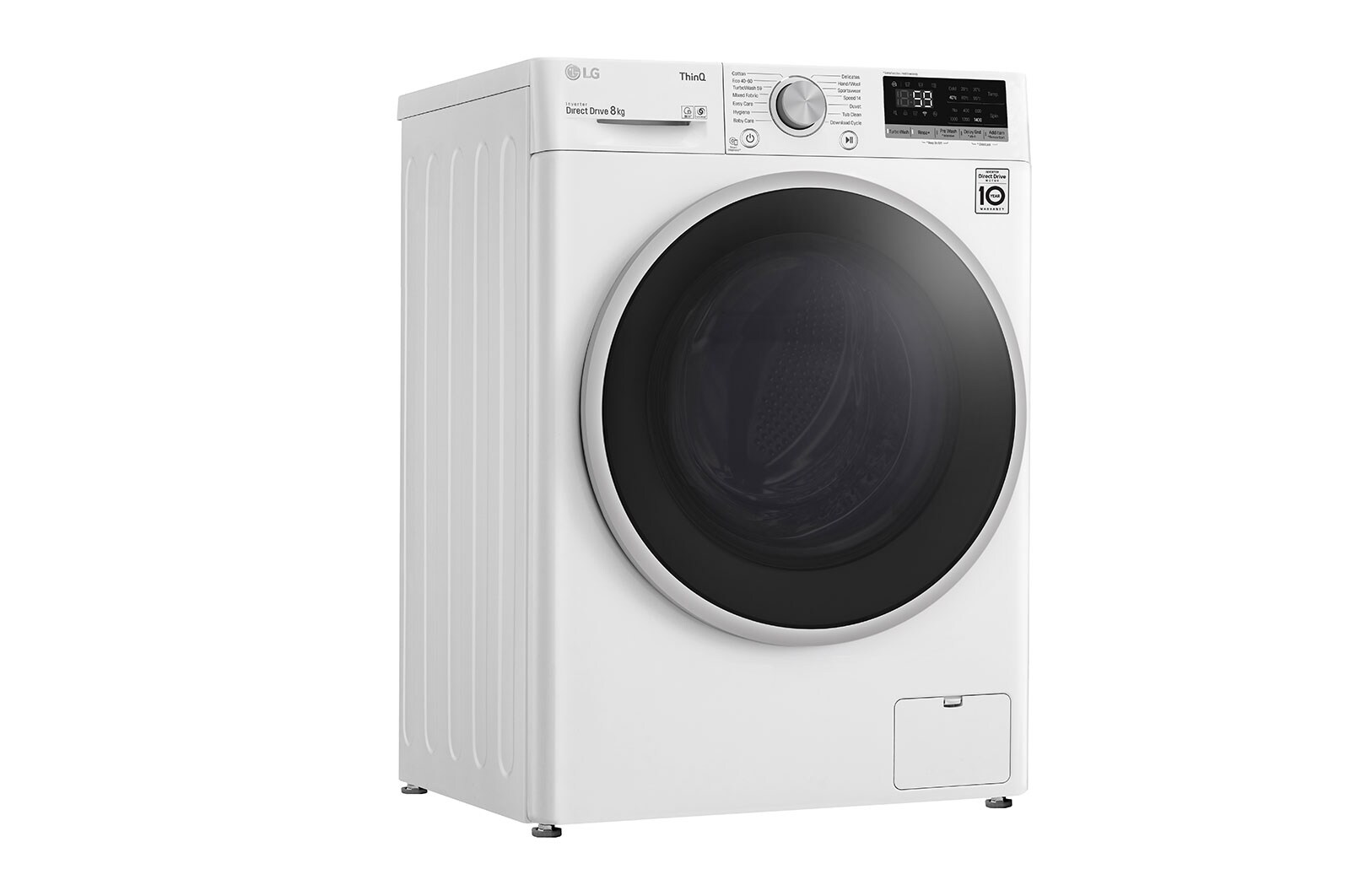 LG 8 kg Tvättmaskin(Vit) - Energiklass D, TurboWash™, AI DD™, Smart Diagnosis™ med Wi-Fi, K4WV508N1W