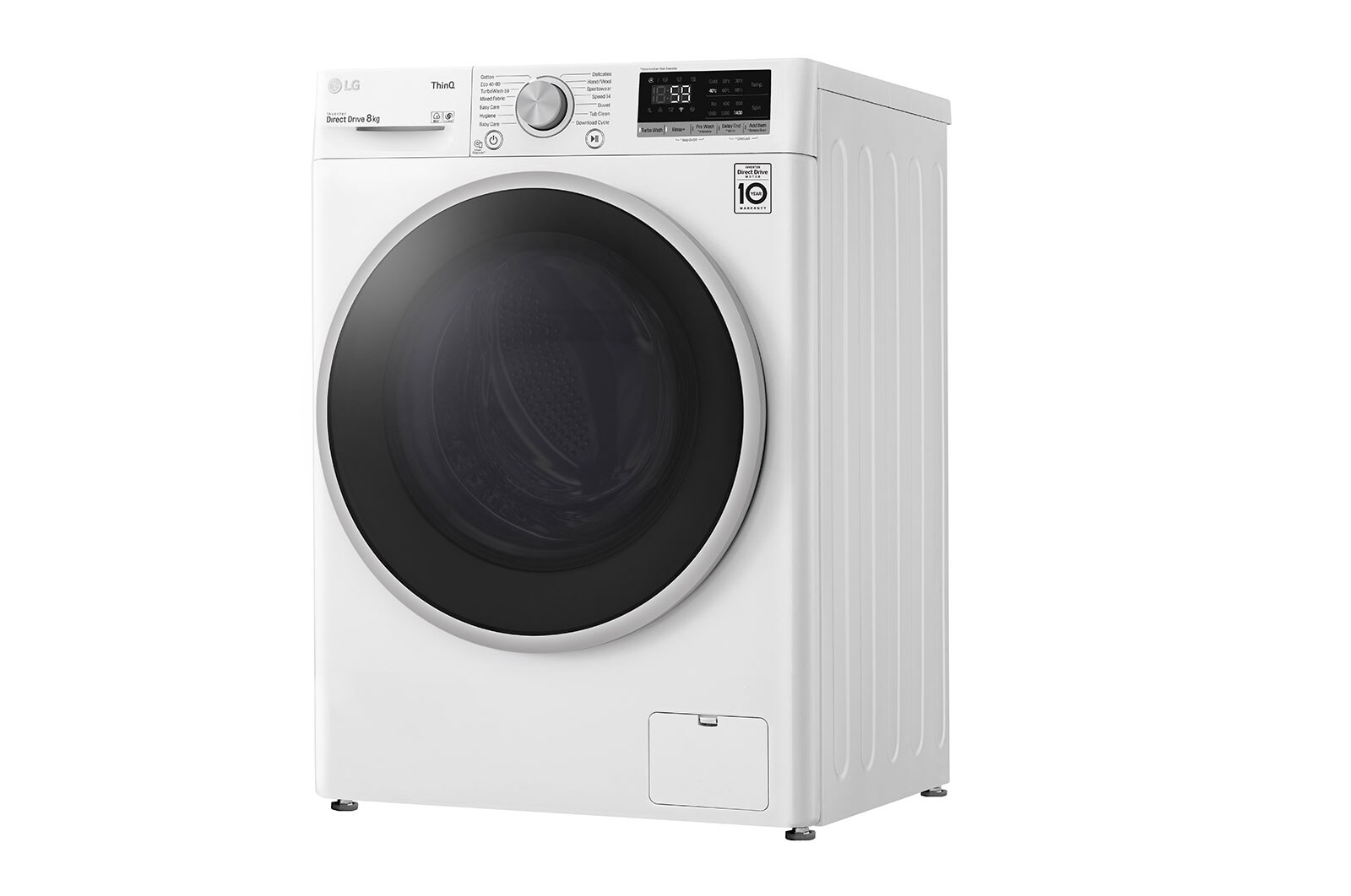 LG 8 kg Tvättmaskin(Vit) - Energiklass D, TurboWash™, AI DD™, Smart Diagnosis™ med Wi-Fi, K4WV508N1W