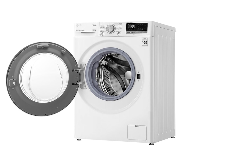 LG 8 kg Tvättmaskin(Vit) - Energiklass D, TurboWash™, AI DD™, Smart Diagnosis™ med Wi-Fi, K4WV508N1W