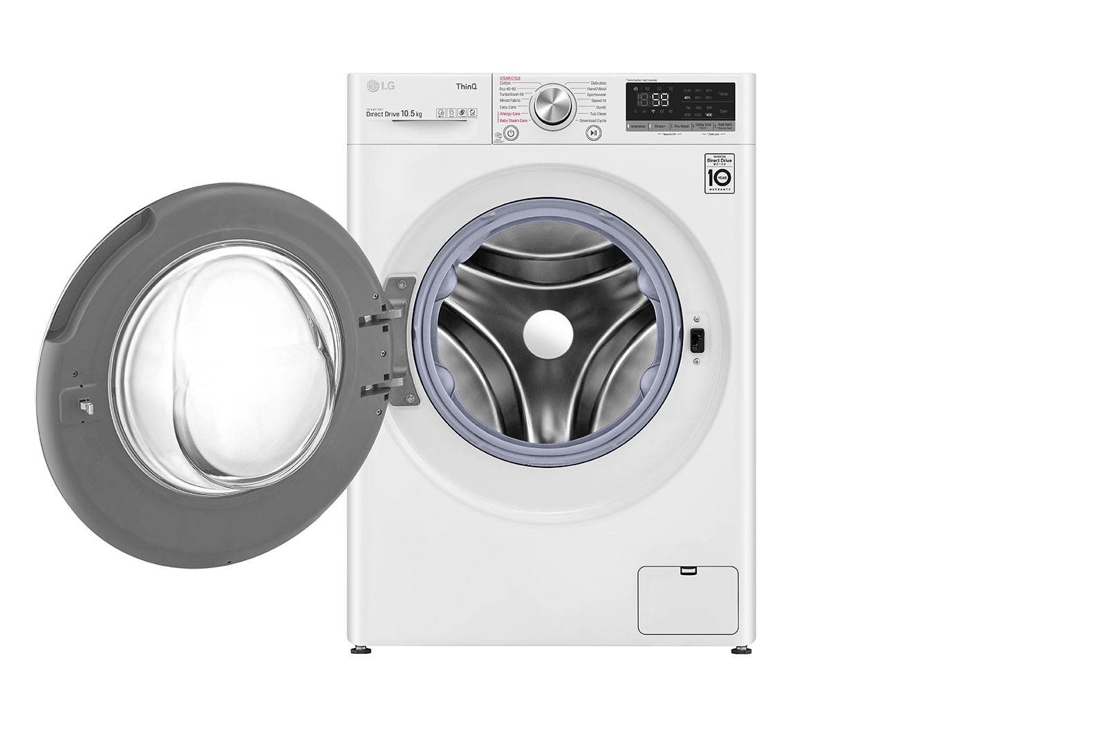 LG 10.5 kg Tvättmaskin(Vit) - Steam, Energiklass B, TurboWash™, AI DD™, Smart Diagnosis™ med Wi-Fi, K4WV710S1W