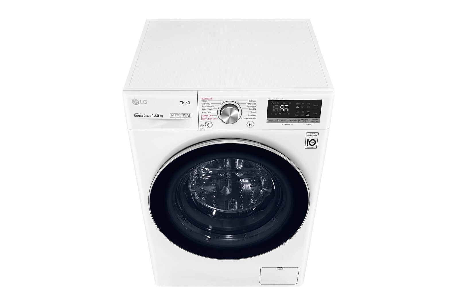 LG 10.5 kg Tvättmaskin(Vit) - Steam, Energiklass B, TurboWash™, AI DD™, Smart Diagnosis™ med Wi-Fi, K4WV710S1W