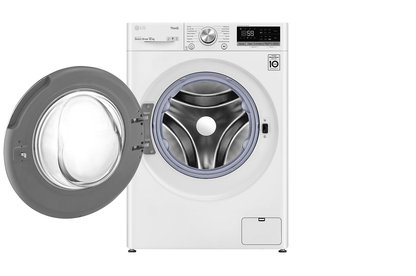 LG 12 kg Tvättmaskin(Vit) - Energiklass B, TurboWash™, AI DD™, Smart Diagnosis™ med Wi-Fi, K4WV712N1W