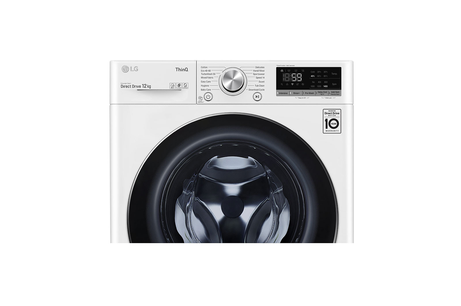 LG 12 kg Tvättmaskin(Vit) - Energiklass B, TurboWash™, AI DD™, Smart Diagnosis™ med Wi-Fi, K4WV712N1W