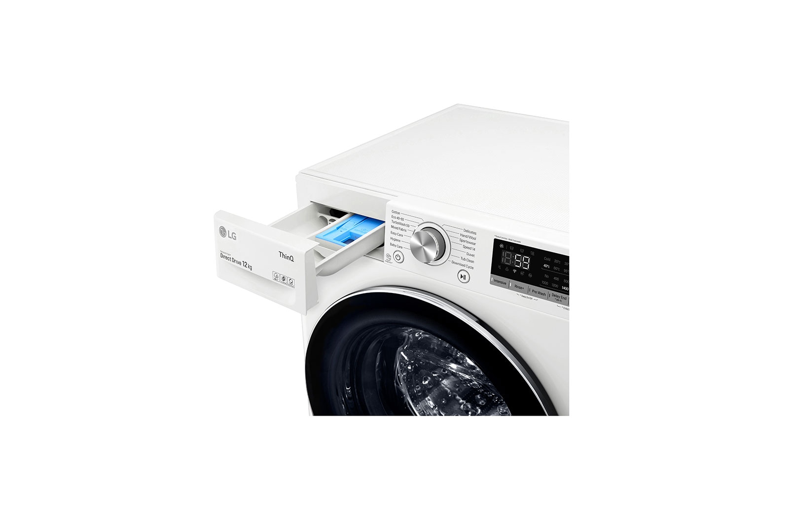 LG 12 kg Tvättmaskin(Vit) - Energiklass B, TurboWash™, AI DD™, Smart Diagnosis™ med Wi-Fi, K4WV712N1W