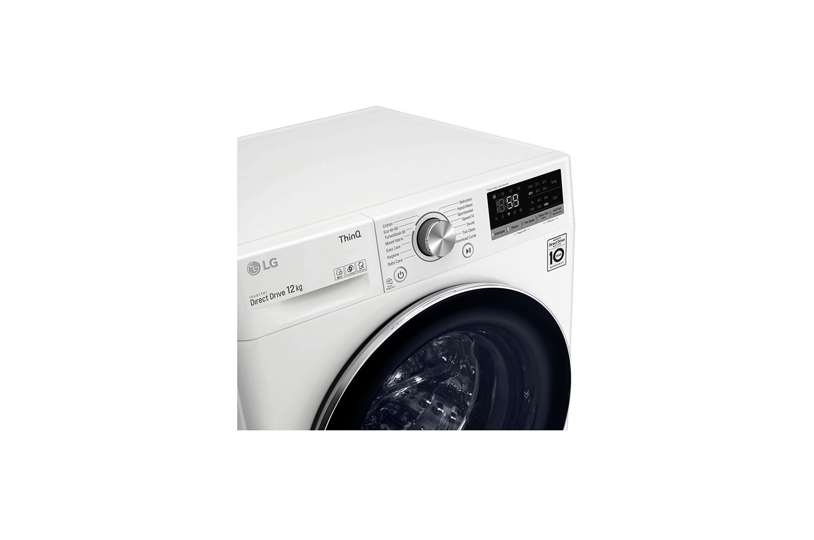 LG 12 kg Tvättmaskin(Vit) - Energiklass B, TurboWash™, AI DD™, Smart Diagnosis™ med Wi-Fi, K4WV712N1W