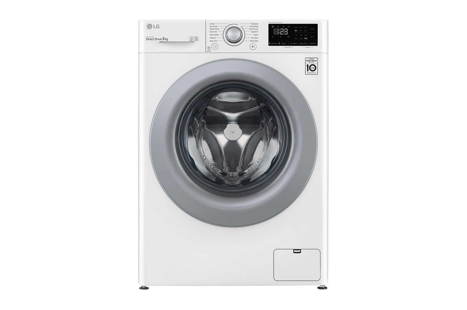 Vy framifrån av 9 kg Tvättmaskin(Vit) - Energiklass B, AI DD™, Smart Diagnosis™ P4A3VN3WE