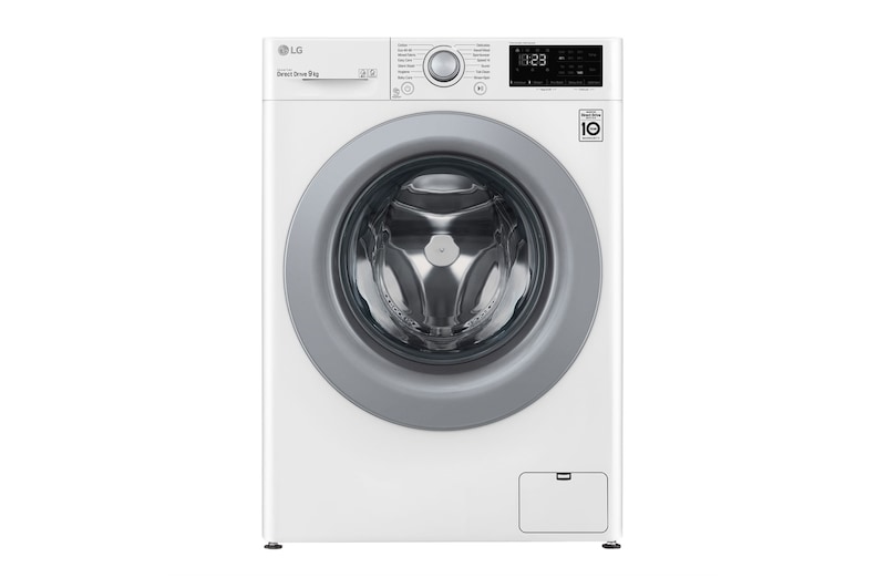 Vy framifrån av 9 kg Tvättmaskin(Vit) - Energiklass B, AI DD™, Smart Diagnosis™ P4A3VN3WE