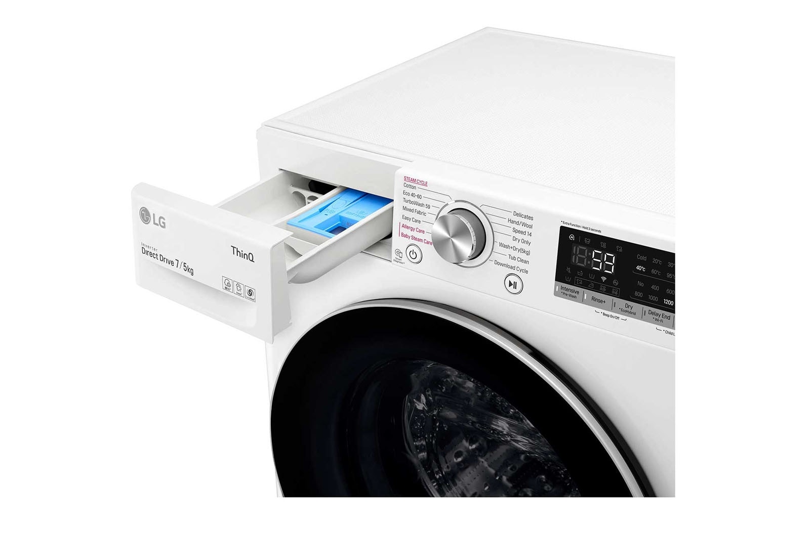 LG 7 kg / 5 kg Tvättmaskin/Torktumlare(Vit) - Steam, Energiklass E, TurboWash™, AI DD™, Smart Diagnosis™ med Wi-Fi, P4AOQH1WS