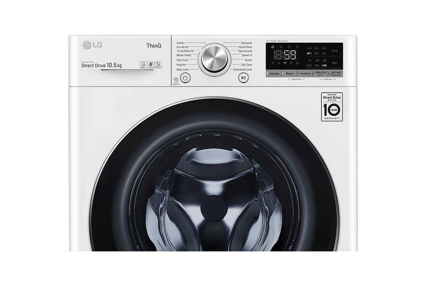 LG 10.5 kg Tvättmaskin(Vit) - Energiklass B, TurboWash™, AI DD™, Smart Diagnosis™ med Wi-Fi, P4AQJN1WE