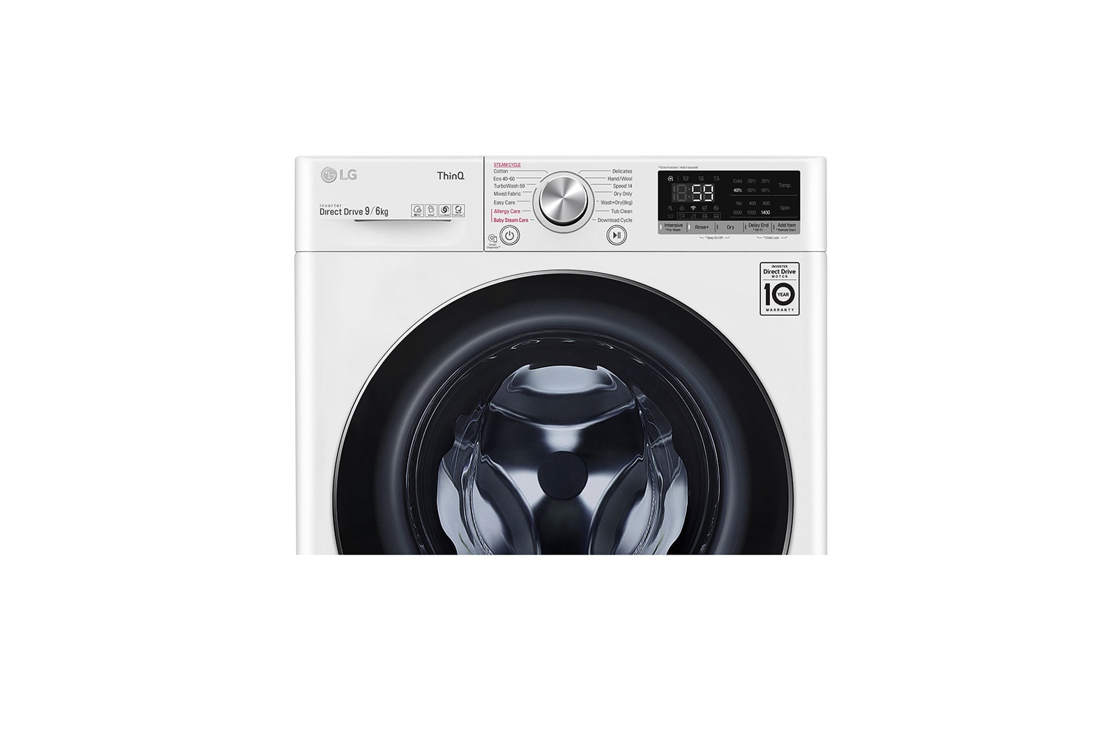 LG 9 kg / 6 kg Tvättmaskin/Torktumlare(Vit) - Steam, Energiklass E, TurboWash™, AI DD™, Smart Diagnosis™ med Wi-Fi, CV50V6S2EE