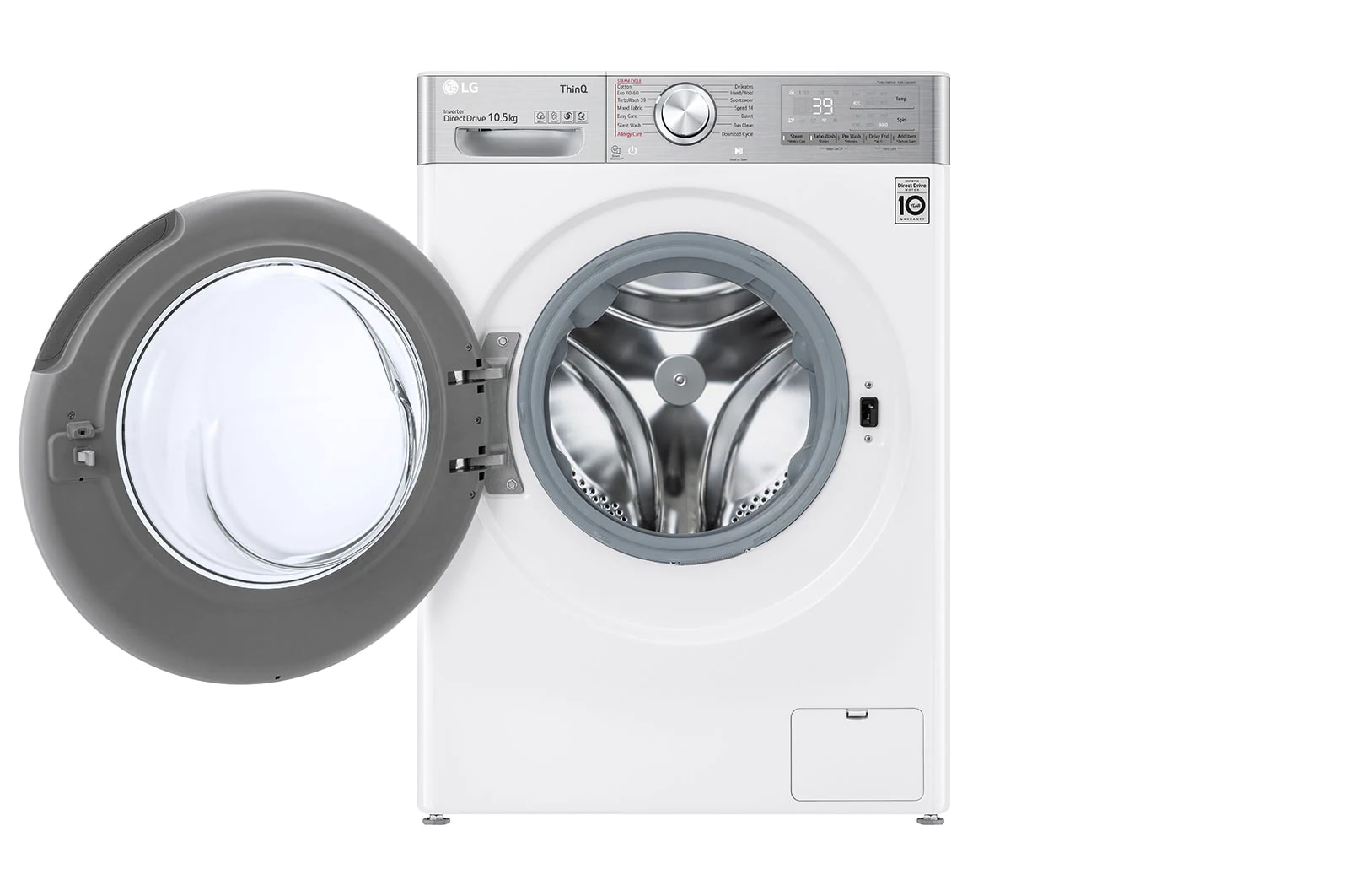 LG 10.5 kg Tvättmaskin(Vit) - Steam+, Energiklass A, , TurboWash360™, AI DD™, Smart Diagnosis™ med Wi-Fi, P4AVJS2WE