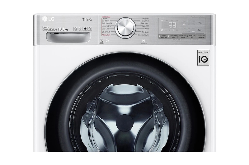 LG 10.5 kg Tvättmaskin(Vit) - Steam+, Energiklass A, , TurboWash360™, AI DD™, Smart Diagnosis™ med Wi-Fi, P4AVJS2WE