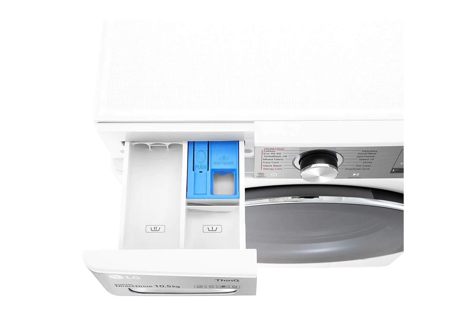 LG 10.5 kg Tvättmaskin(Vit) - Steam+, Energiklass A, , TurboWash360™, AI DD™, Smart Diagnosis™ med Wi-Fi, P4AVJS2WE